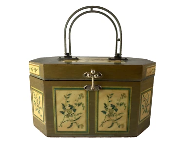 Palm Beach Florida Wood Purse Handbag Annie Laurie Decoupage  Metal Handle - Image 1 of 4