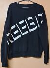 Reebok Sweatshirt Black Oversized Logo Front Back 24' P2P Size Medium 12-14