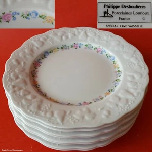 8 Philippe Deshoulieres France 7" Dessert Plates. Flowers on California/Vouvray? - Picture 1 of 12