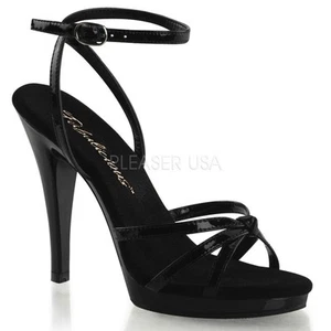 FABULICIOUS FLAIR-436 Mini-Plateau Sandalette Schwarz Lack Abendschuh Tabledance - Picture 1 of 1