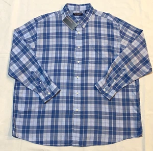 New with tags-Roundtree & yorke Men's 100% Cotton Shirt blue check-2XL - Picture 1 of 4