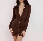 House Of Cb Martinique Dress In Brown Size Xs