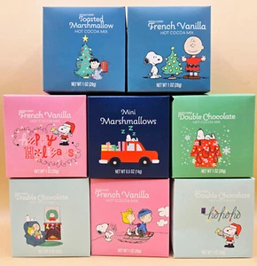 (JUEGO DE 8) Cacahuetes Charlie Brown & Snoopy NAVIDAD COCOAS y Malvaviscos, NUEVO - Imagen 1 de 20