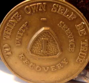 Alcoholics Anonymous AA 1 year Bronze Medallion Token chip coin Sober - Picture 1 of 9