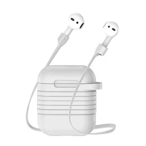 Kopfhörerbox With Magnetic Tape Compatible With Apple IN Light Grey Silicone - Picture 1 of 3