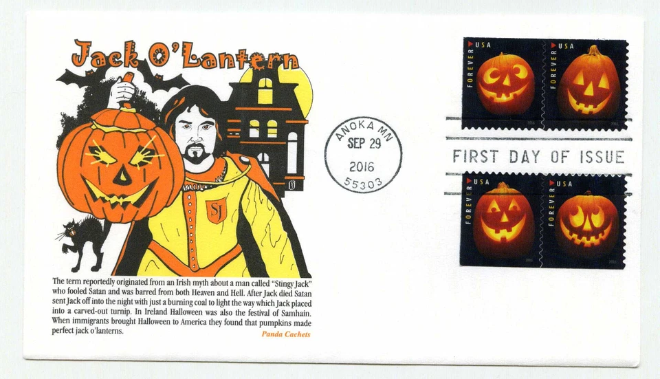 5137-40 Jack O'Lanterns, on one, Panda Cachets FDC - Image 1 of 1