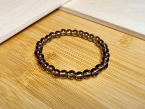 5-7MM Smoky Quartz Plain Round Beads Stretchable Bracelet 6-9" For Men Woman - Picture 1 of 9