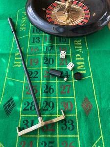Mini Roulette, gioco da tavolo, base in panno verde a libera installazione, raro - Imagen 1 de 4