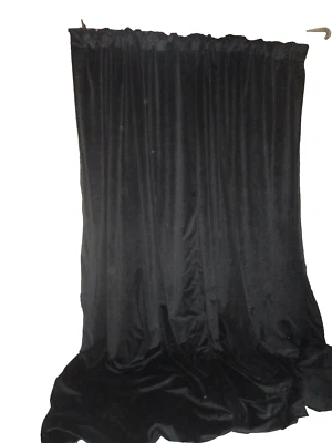 EXCLUSIVE FABRICS & FURNISHINGS black VELVET (2) BLACKOUT PANELS CURTAINS 48X107 - Image 1 of 4