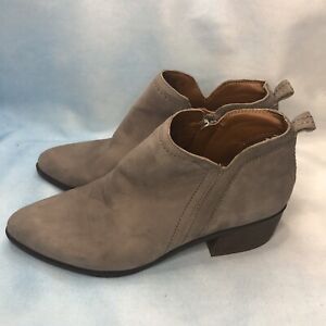 Franco Sarto Ankle Boots Booties Womens Size 7 M Taupe Laslo Zips Almond Toe