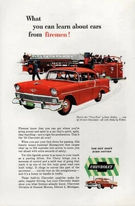 1956 Chevy 210 Limousine Feuerwehrauto Original Farbdruck Anzeige - Bild 1 von 1
