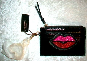 Nuevo Victoria's Secret 2018 Hot Pink Red Lips Negro ID Estuche para Tarjeta de Crédito - Imagen 1 de 11