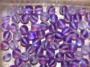 'Holographic Heliotrope' Synthetic Frosted Moonstone Glass Beads 6mm. - Imagen 1 de 1