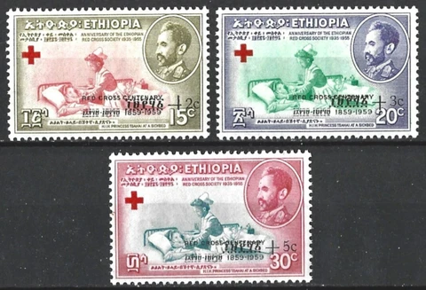 ETHIOPIA 1959 RED CROSS SURCHARGE SET MINT Cover