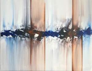 Handgemaltes abstraktes Acrylgemälde - Blau / Umbra Landschaft - Bild 1 von 3