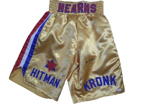 Tommy Hearns signed Gold Boxing shorts,JSA - Picture 1 of 2
