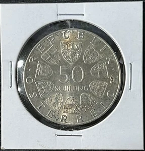 1924-1974 50 Shilling Austrian Broadcasting Commemorative Silver Coin - Picture 1 of 6