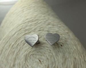 Titanium Stainless Steel Silver Forever Love Heart Cut Stud Earrings Gift PE49
