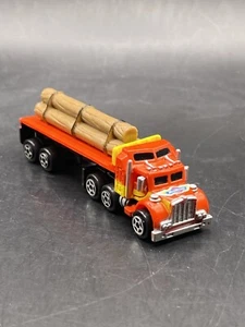 Vintage Micro Machines Galoob Semi Flatbed Logging Truck Red 1989 VTG Toy - Picture 1 of 7