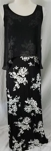 New Kensie Womens Long Dress Black Ivory Floral Sleeveless Viscose Spandex Small - Picture 1 of 8