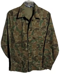Vintage 80s Woolrich Sz M Duck Camo 6730 Shirt Shacket Heavy Hunting Mens - Picture 1 of 10