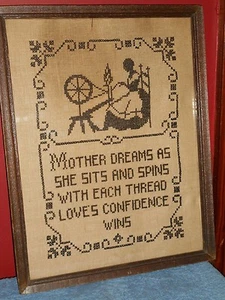 VOGUE Needlecraft Mother's Day Love Poem Cross Stitch Wood Glass Framed c.1930 - Picture 1 of 12