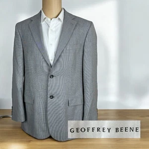 Geoffrey Beene Blazer Jacket Mens 42R Light Gray Check Wool - Picture 1 of 11