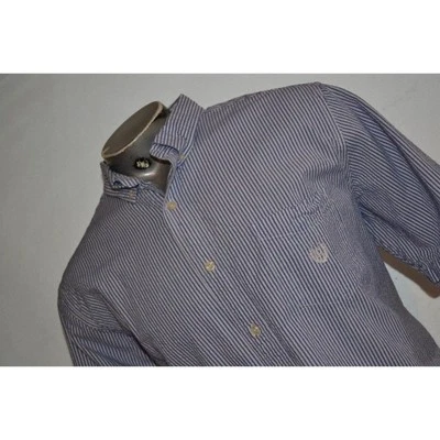 Chaps Ralph Lauren Seersucker Summer Dress Shirt Blue Striped Cotton Men Size XL - Image 1 of 4