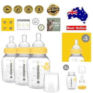 Wide Base BPA Free Breastmilk Bottles 150ml with Slow Flow Teat - Set of 3 - Picture 1 of 8