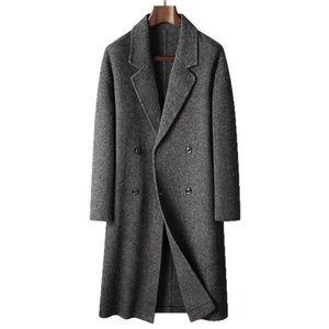Double-sided Mens Overcoat Autumn/winter Double-breasted Loose Wool Trench Coat - Picture 1 of 24