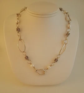 Michael Dawkins Perle Sterlingsilber 14k Gold Halskette Modernist 18" lang - Bild 1 von 14