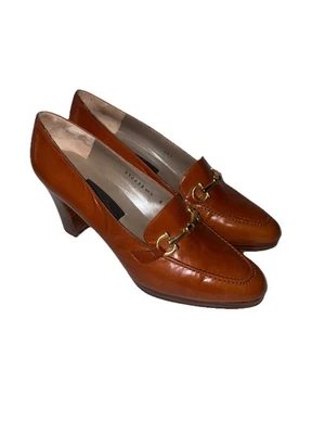 Mocasines Sesto Meucci Horse-bit cuero marrón tacones vintage talla 8 hechos en Italia Foto 1 de 4
