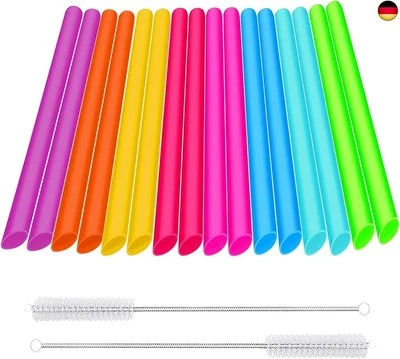 MARKE TOPBELIEF 16 Stück Bubble Tea Strohhalme, 10x260mm Jumbo Smoothie Strohhalme, Farbige