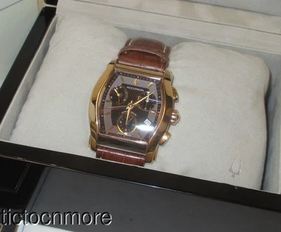 BULOVA ACCUTRON OXFORD CHRONOGRAPH TONNEAU WATCH MENS 38mm ROSE BROWN 27B63 - Image 1 of 4
