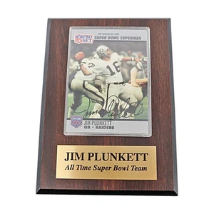 Placa de tarjeta firmada autografiada por Jim Plunkett Oakland Raiders (estaco de placas) - Imagen 1 de 3