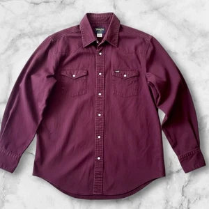 Wrangler Herren Large Hemd weinrot Perlen Druckknopf L/T Brushpopper Western Cowboy Rodeo - Bild 1 von 5