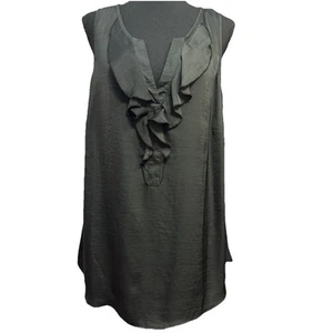 Mod Stoff Top 1X Damen Rüschen Ausschnitt Tank ärmellose Bluse - Bild 1 von 10