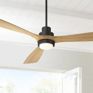 66" Casa Vieja Delta DC Matte Black CCT LED Ceiling Fan with Remote - Picture 1 of 8