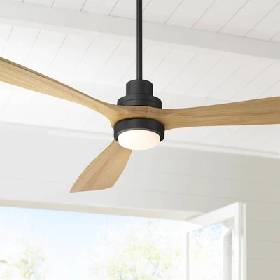 66" Casa Vieja Delta DC Matte Black CCT LED Ceiling Fan with Remote - Image 1 of 4