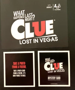 Clue   LOST IN VEGAS  Take A Photo From A Friend   Mystery Card    HASBRO   2018 - Picture 1 of 3