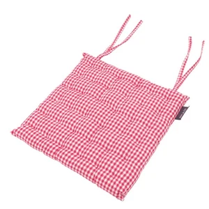 Gingham Check Seat Pad Cushion Raspberry Square 41x41cm Cotton Chair Bench - Picture 1 of 3
