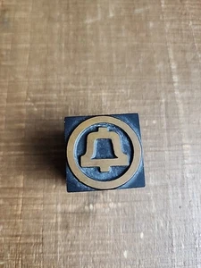 Vintage Buchdruck Druckblock Klingel Telefon Werbung Logo 1 Zoll - Bild 1 von 7