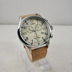 TIMEX THE WATERBURY TW2P84200 CHRONOGRAPH INDIGLO BEIGE CLASSIC MEN'S WATCH  - Picture 1 of 10