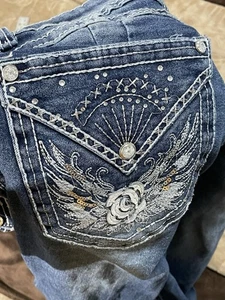 Angel Jeans Vintage Flared Leg Embellished Women's Juniors Jeans Y2K - Picture 1 of 11