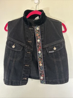Chaleco Denim Remachado Lee De Colección Talla M Cuello Terciopelo Y2K Western Punk Ropa de Trabajo Country Foto 1 de 4