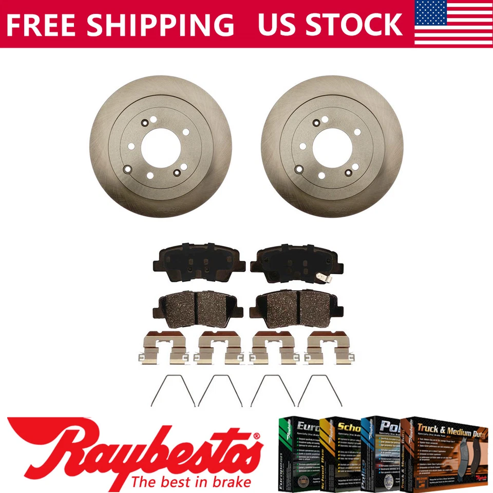 Kit de rotores de freno traseros + pastillas de cerámica y herrajes para Hyundai Tucson 2016-2018 Foto 1 de 4