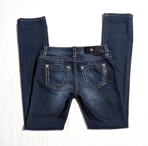 Jeans donna Miss Me lavaggio scuro strass gamba dritta etichetta taglia 26 - Foto 1 di 11