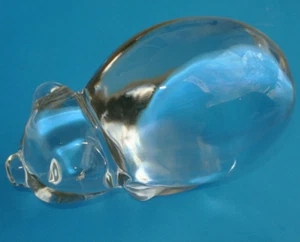 Vintage 1970s HEAVY GLASS Farm PIG Figurine Paperweight Doorstop 3.5LBS 6" Long - Picture 1 of 7