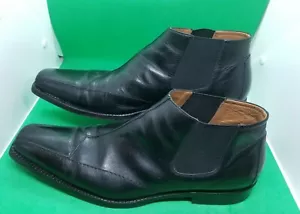Mezlan Men's Size 11.5M Black Leather Chelsea Boots Almond Toe Stacked Heel - Picture 1 of 12