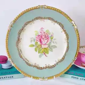 Vintage Aynsley cabbage rose cabinet plate, signed G Bentley - Picture 1 of 9